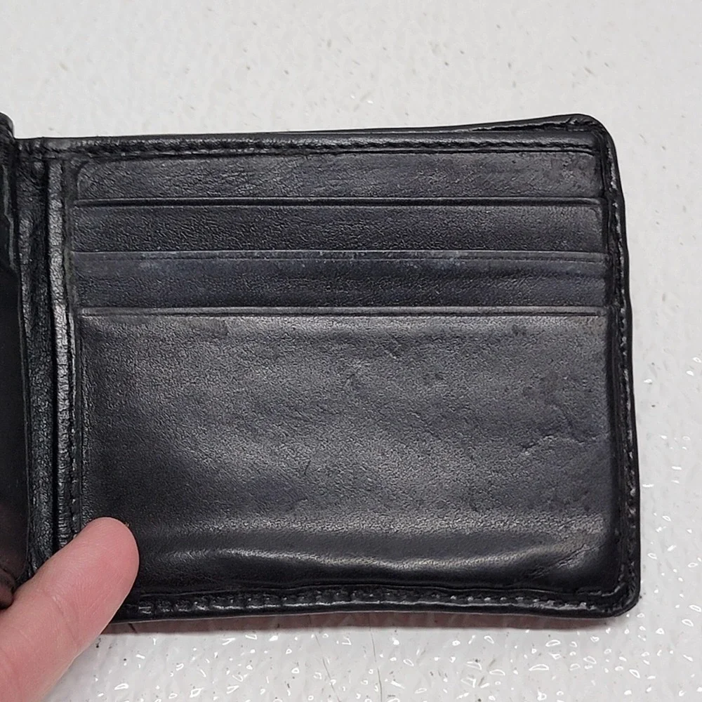 Burberry Black Bi-Fold Wallet Leather & Canvas